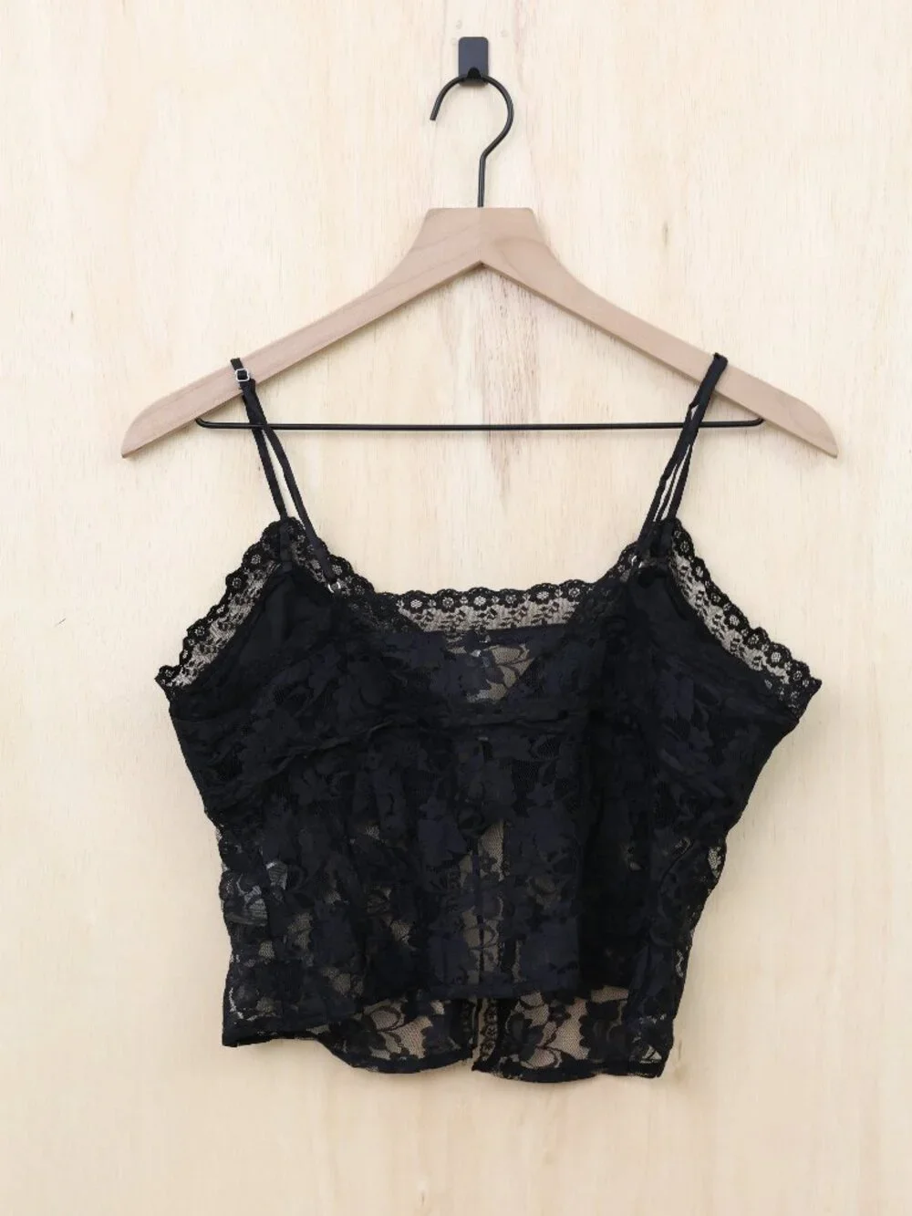 Free People Daylight Lace Cropped Camisole Tank Top Black‎ Small